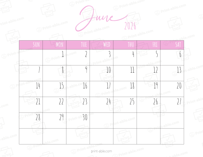 June 2026 Calendar