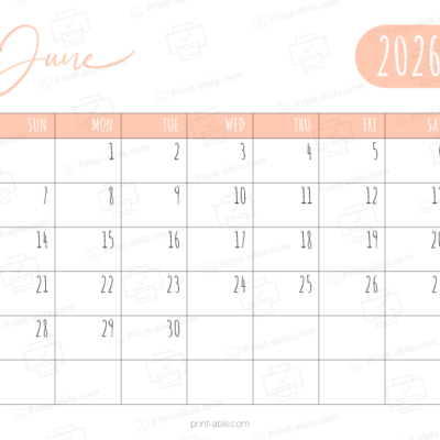 June 2026 Calendar