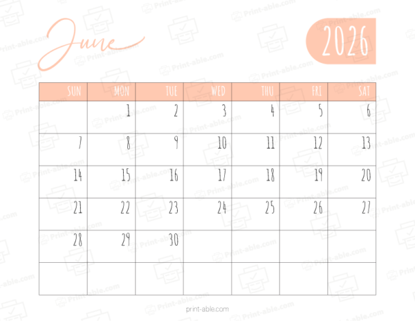 June 2026 Calendar