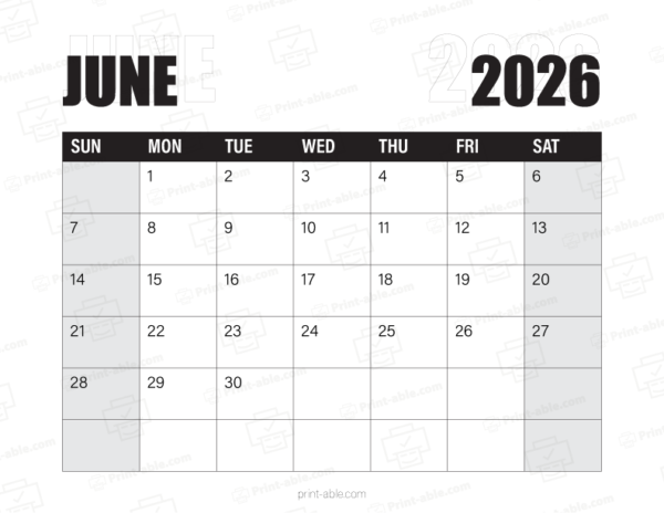 June 2026 Calendar