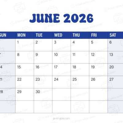 June 2026 Calendar