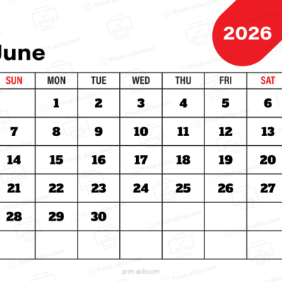 June 2026 Calendar