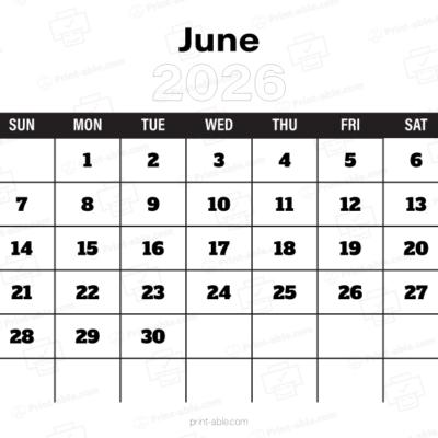 June 2026 Calendar