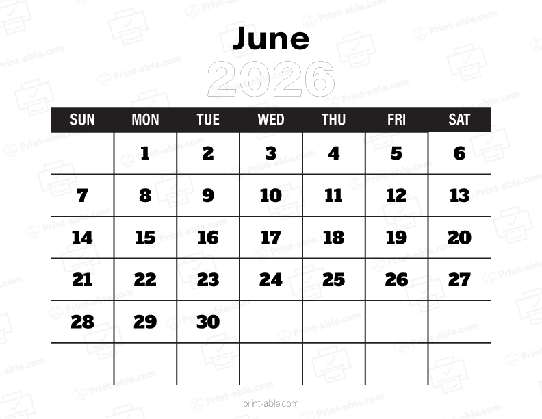 June 2026 Calendar