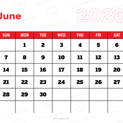 June 2026 Calendar