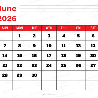 June 2026 Calendar