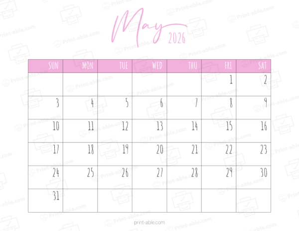 May 2026 Calendar