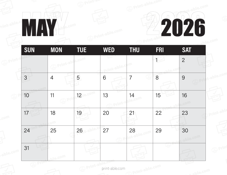 May 2026 Calendar