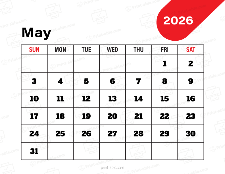 May 2026 Calendar