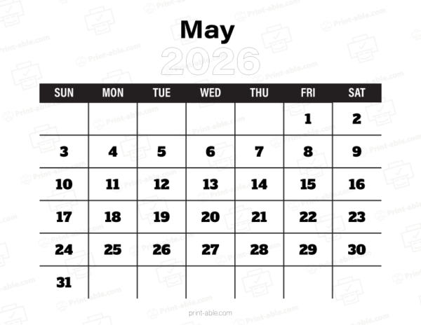 May 2026 Calendar