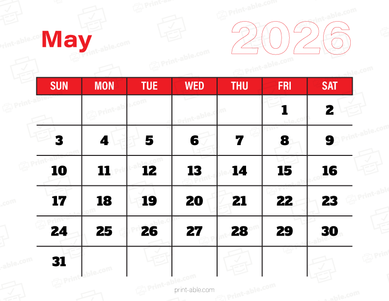 May 2026 Calendar
