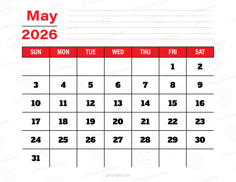 May 2026 Calendar