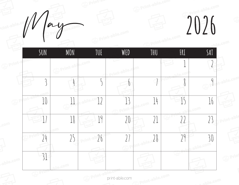 May 2026 Calendar