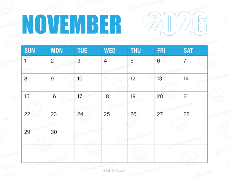 November 2026 Calendar