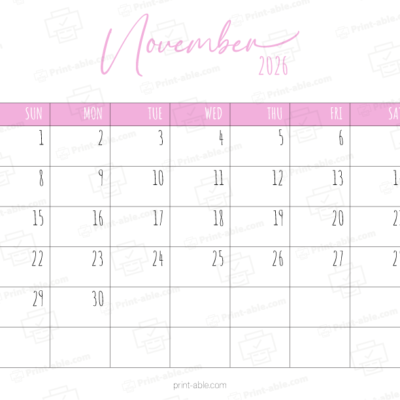 November 2026 Calendar