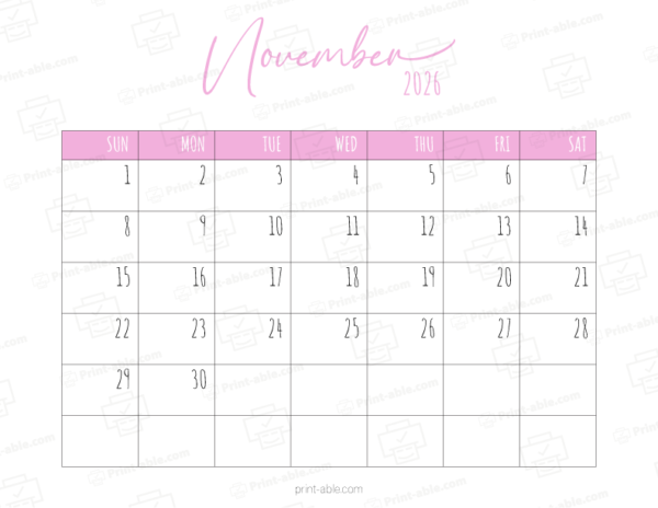 November 2026 Calendar