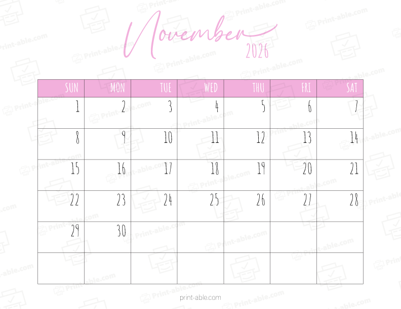 November 2026 Calendar