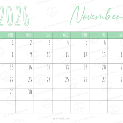 November 2026 Calendar