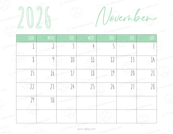 November 2026 Calendar