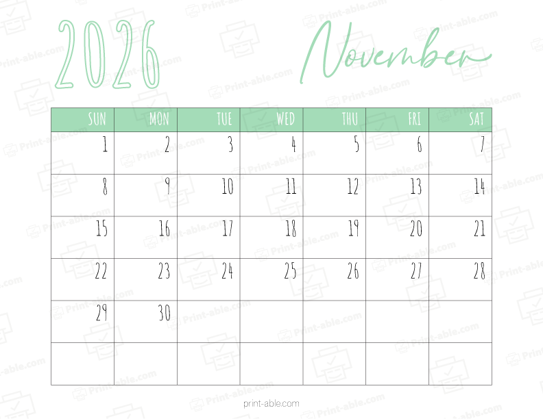 November 2026 Calendar