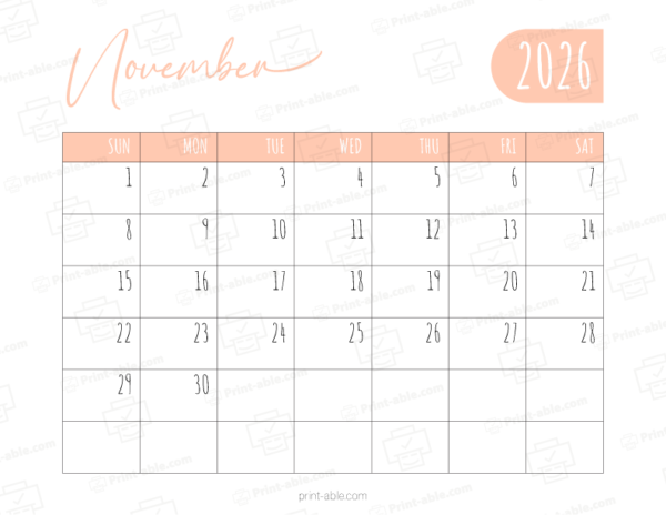 November 2026 Calendar