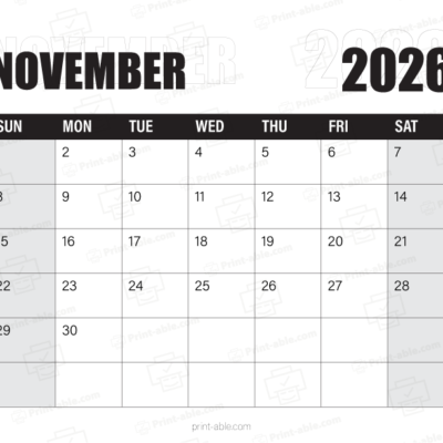 November 2026 Calendar