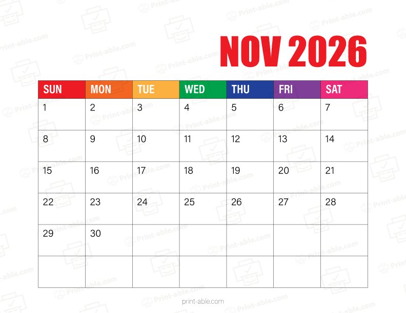November 2026 Calendar