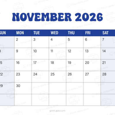 November 2026 Calendar