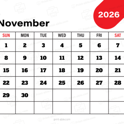 November 2026 Calendar