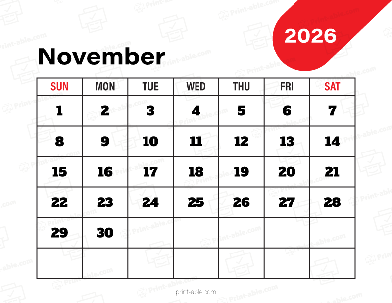 November 2026 Calendar