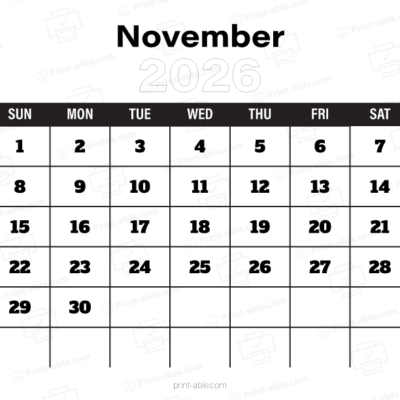 November 2026 Calendar