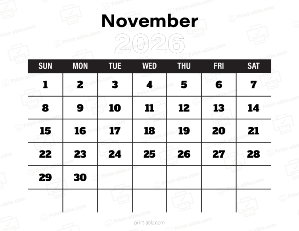 November 2026 Calendar