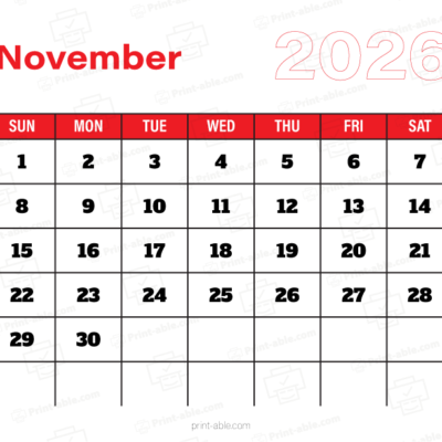 November 2026 Calendar