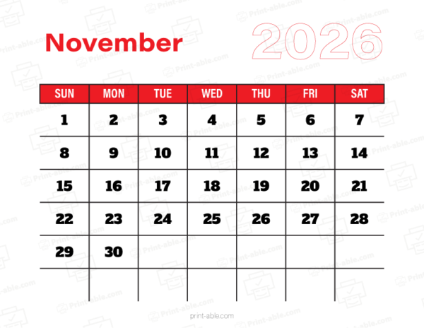 November 2026 Calendar