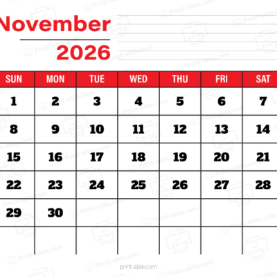 November 2026 Calendar