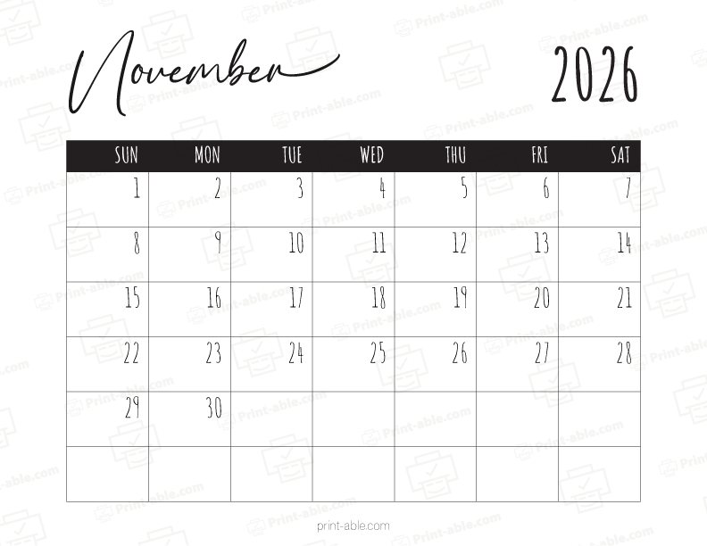 November 2026 Calendar