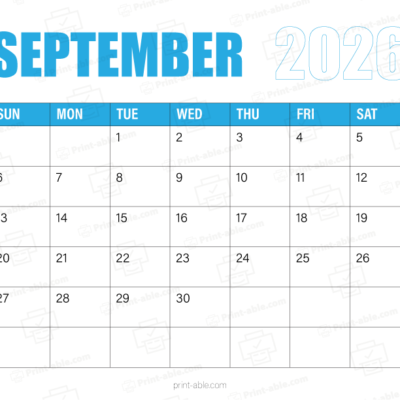 September 2026 Calendar