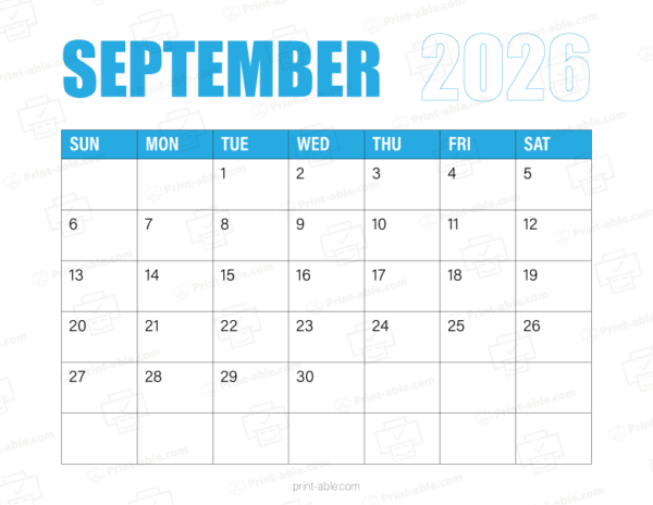 September 2026 Calendar