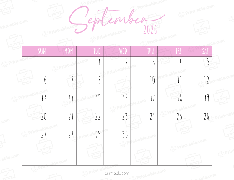 September 2026 Calendar