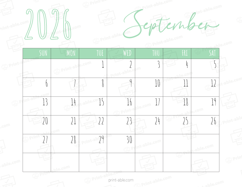 September 2026 Calendar