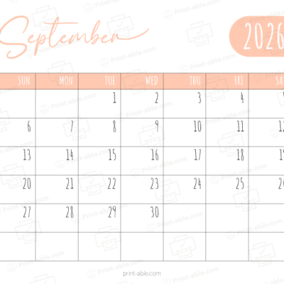 September 2026 Calendar