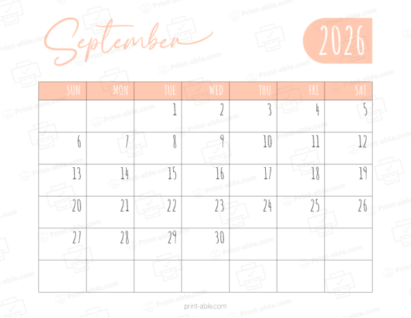 September 2026 Calendar