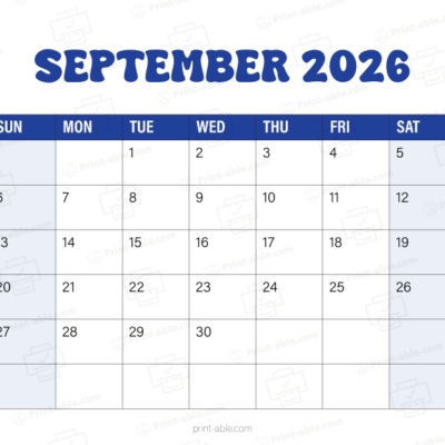 September 2026 Calendar