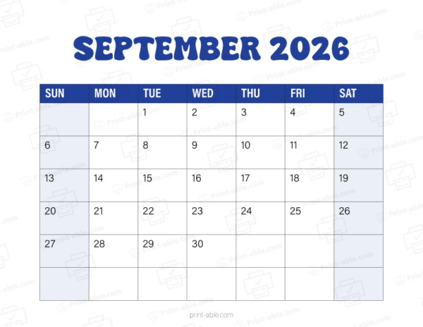 September 2026 Calendar