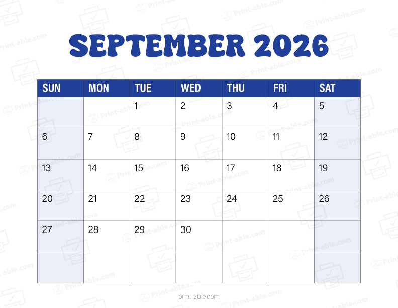 September 2026 Calendar