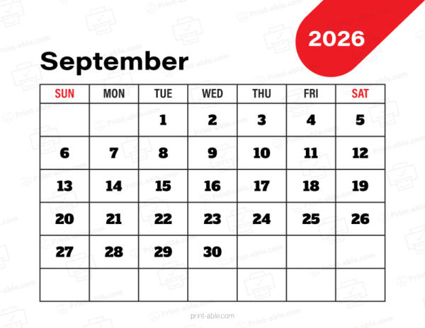 September 2026 Calendar