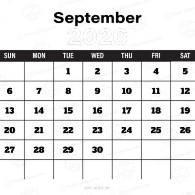 September 2026 Calendar