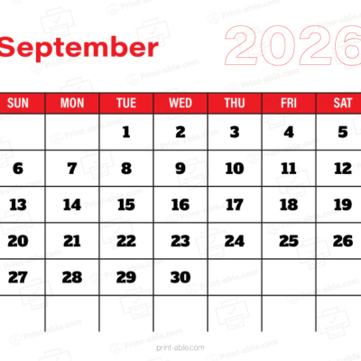 September 2026 Calendar