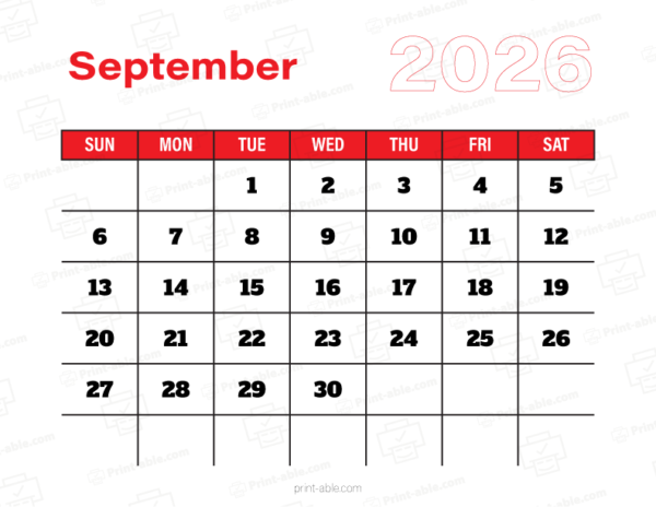 September 2026 Calendar