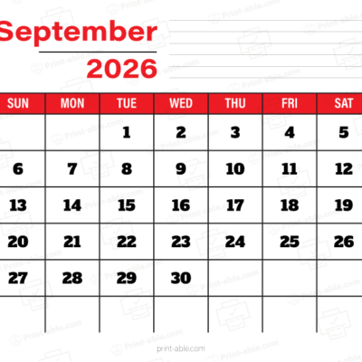 September 2026 Calendar